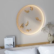 Carved Wooden Inlay N-487 in the Shape of Fish &ndash; Interior Photo