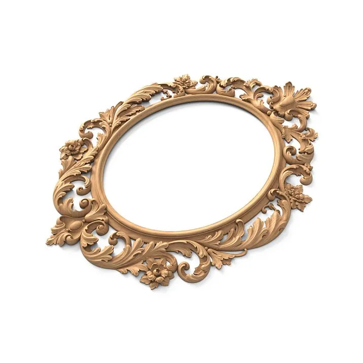 Detailed view of carved frame RM-041 oak