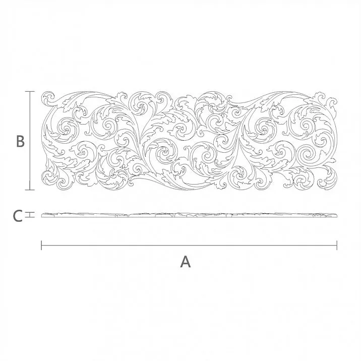 Wood Carving in the Form of a Monogram - Carved Inlay N-354R Drawing