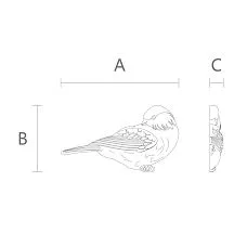 Drawing of wooden decor N-497L, carved ornament in the form of a bird, dimensions and proportions.