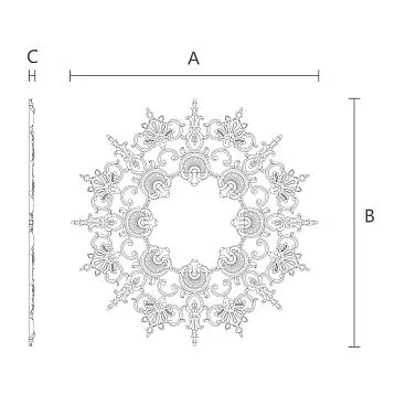 Звездчатый лепной декор CPU-070 из полиуретана размером 765×765×18 мм с восьмилучевой композицией и веерообразными элементами
