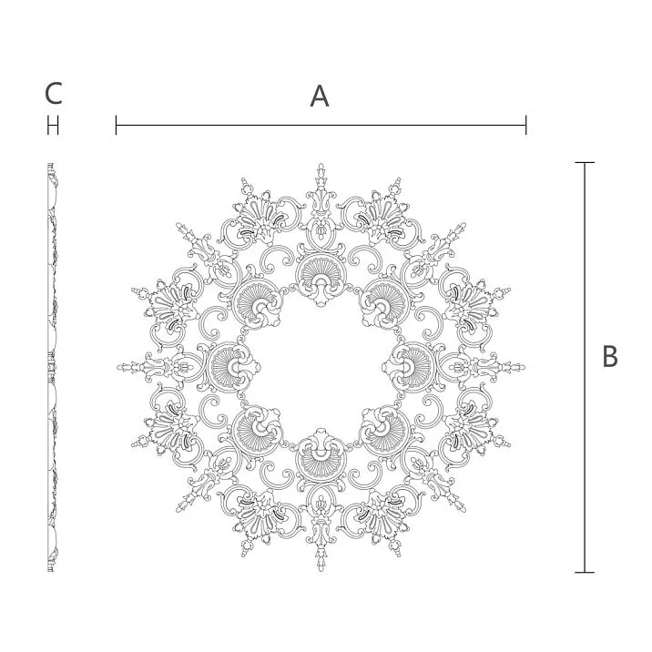 Polyurethane decor CPU-070 &mdash; expressive molding on walls and ceiling accent drawing
