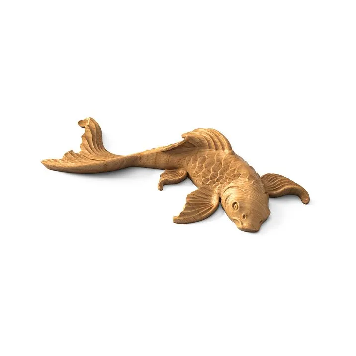 Carved Insert N-488 in the Shape of a Fish, Wooden Wall Decor for Bedroom