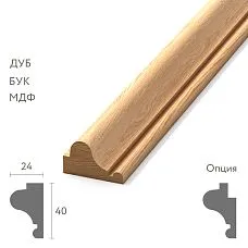 Functional quarter-round wooden molding MLD-010, 40&times;24 mm