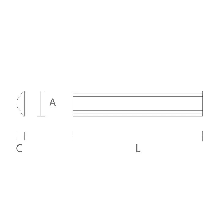 Drawing with dimensions of wooden border MLD-041 for precise installation