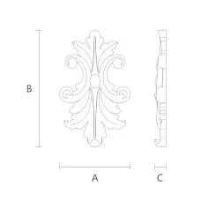 Carved applique N-190 made of natural wood drawing