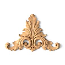 Wooden decorative element with carved floral design