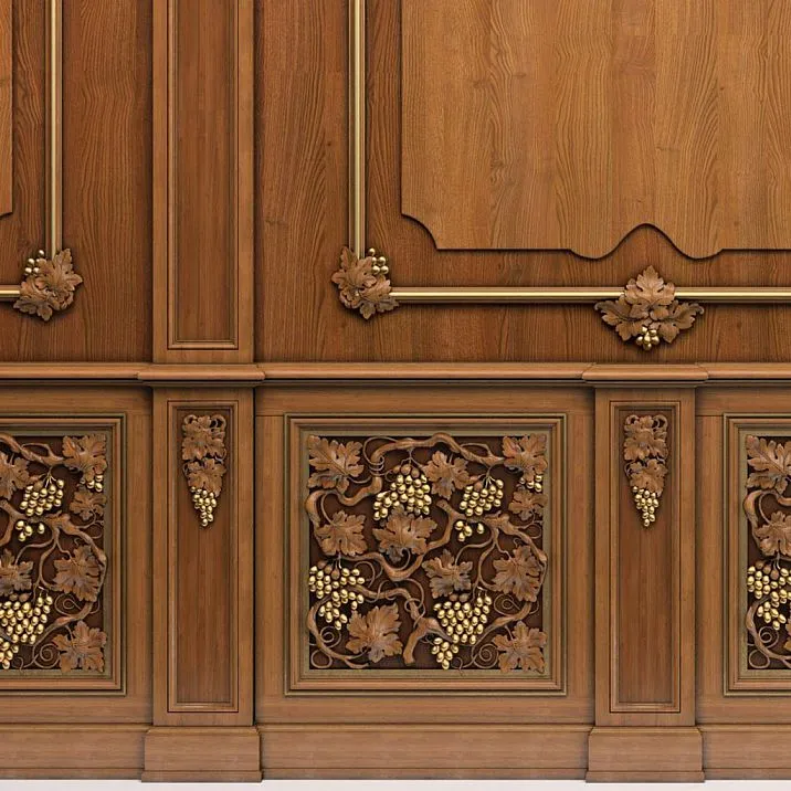 Carved applique N-254L, decoration from solid wood, "Grape" collection, photo in interior