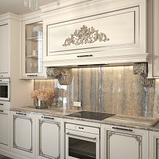 Furniture decor in classic style, interior with carved inlay N-095