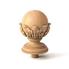 Finial on post L-007 in the shape of a ball or cone