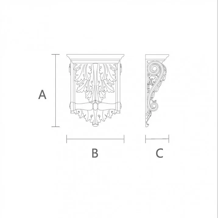 Premium carved KR-047 bracket for interior design drawing