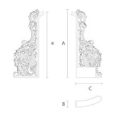 Drawing of carved staircase post