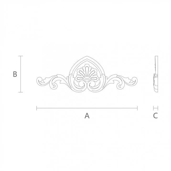 Wooden Inlay N-201 with carved plant pattern drawing