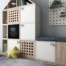 Solid wood handles on the facade in the interior