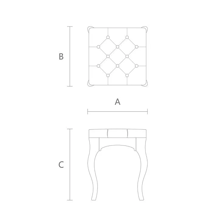 Marseilles 005-001 Ottoman with curved legs drawing