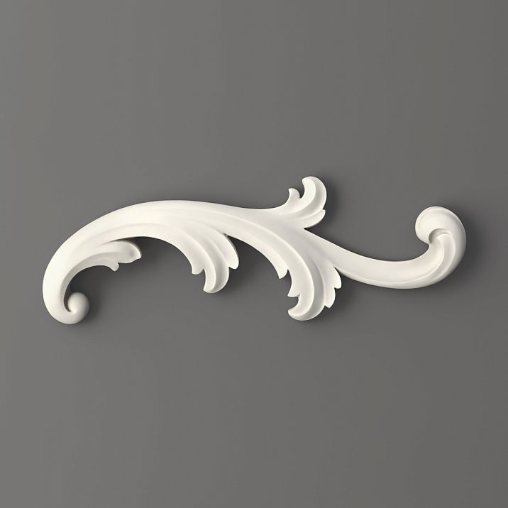Stucco decor NPU-431R up close, showcasing smooth wavy scrolls