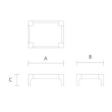 Drawing of the stool frame STL-026-12 made of solid wood
