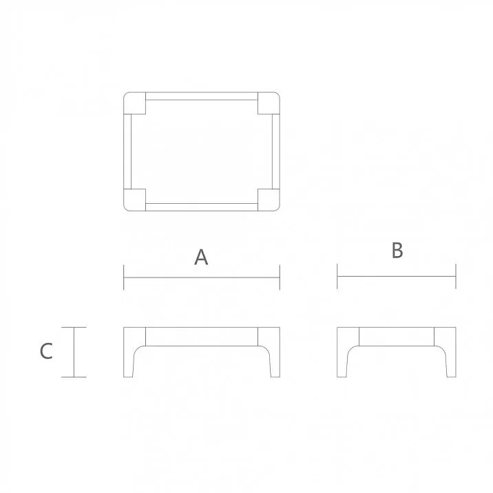 Drawing of the stool frame STL-026-12 made of solid wood
