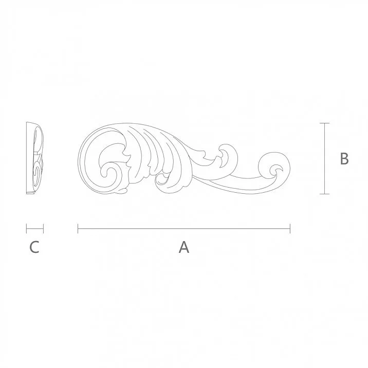 Wooden item with floral pattern for creating volume and relief - drawing