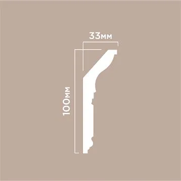 Карниз L1902M ПОЛИСТИРОЛ HI WOOD 100мм х 33мм х 2,0м — оптимальное решение для изысканных интерьеров