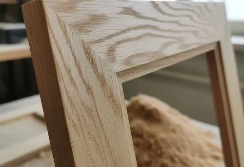 Рамочный профиль для фасадов из натурального дерева крупным планом