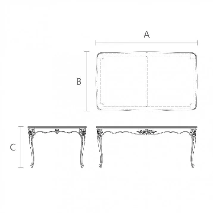 Dining table Versailles 002-001 &mdash; product drawing