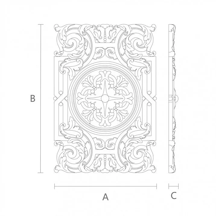 Carved Insert N-334 - decorative wooden element with beautiful carving drawing