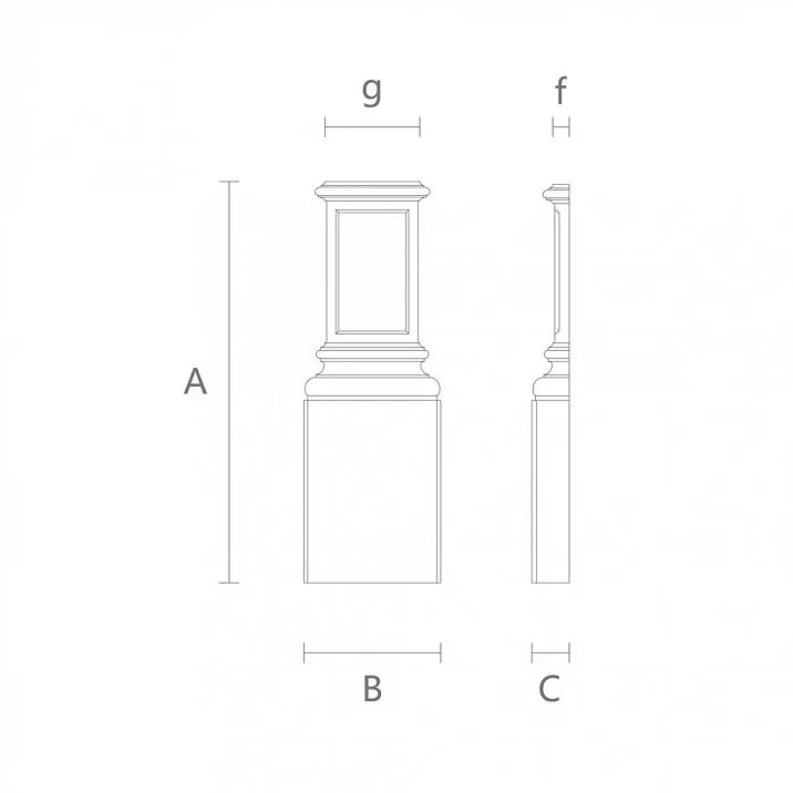 Carved base from solid wood BS-008 with ornament drawing