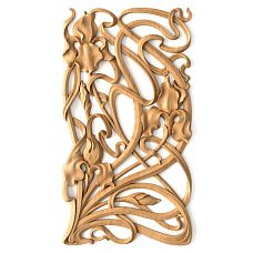 Wooden decorative element with wood carving - carved insert N-272R made of oak