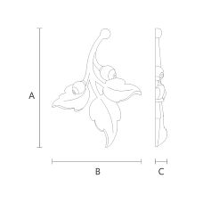 Schematic illustration of the dimensions of NPU-470R stucco decoration for mounting on walls or ceilings
