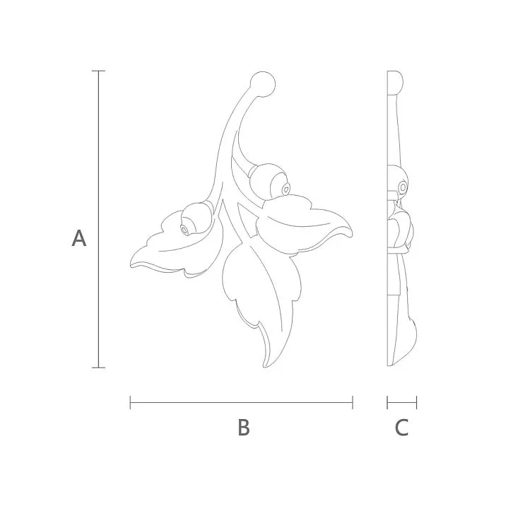 Schematic illustration of the dimensions of NPU-470R stucco decoration for mounting on walls or ceilings