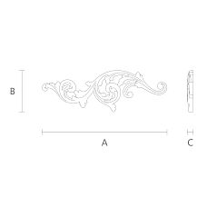 NPU-158L Carved Applique from polyurethane for walls, ceilings, furniture with a drawing for dimensions
