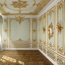 Carved Molding End Cap N-364R in the living room interior