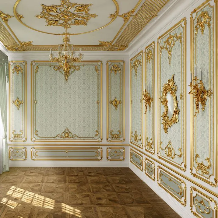 Carved Molding End Cap N-364R in the living room interior