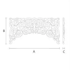 Elegant carved applique N-341 made of oak or beech &mdash; drawing
