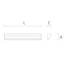 Drawing and dimensional specifications of wooden molding MLD-059 &ndash; profile for furniture finishing in oak and beech