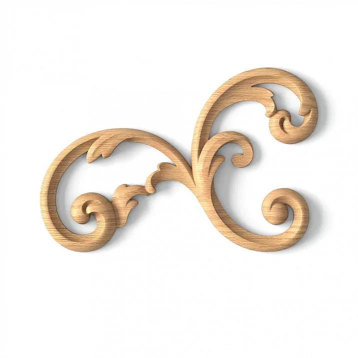 Carved Insert N-283L made of wood with leaf and flower ornament