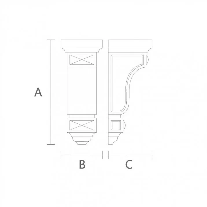 KR-063 wooden bracket for stylish interior - drawing