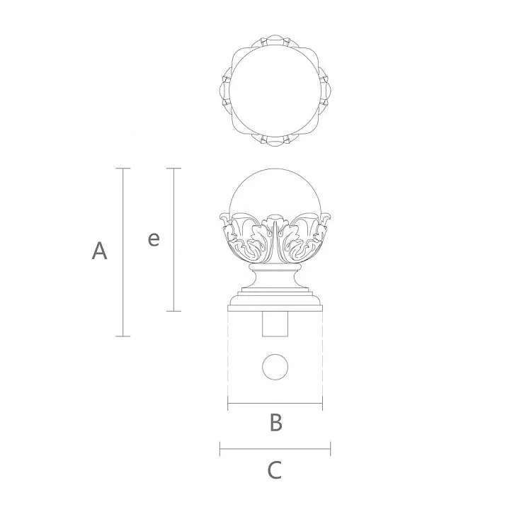 Cap for post L-007 as support for table, chair or chest of drawers drawing