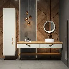 Wooden bathroom handles photo