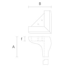 Drawing of a modern wooden leg MN-147 for a chair, sofa, or ottoman