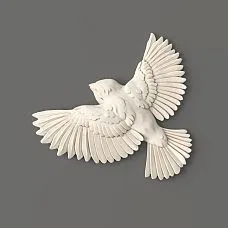 Relief decoration NPU-492R in the form of a flying bird with elegantly spread wings.