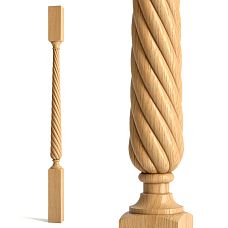Staircase baluster L-038 made of wood with twisted pattern and smooth contours