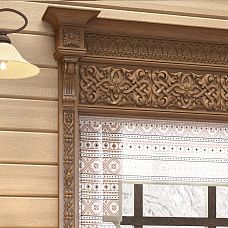 Carved moldings K-064 in oak and beech solid wood for interior and window finishing photo