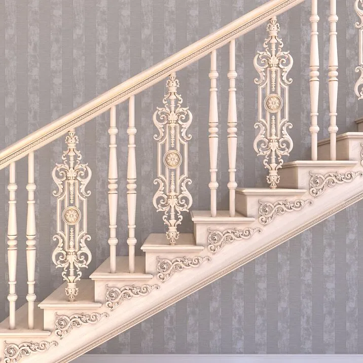 Carved staircase detail L-033 in interior photo