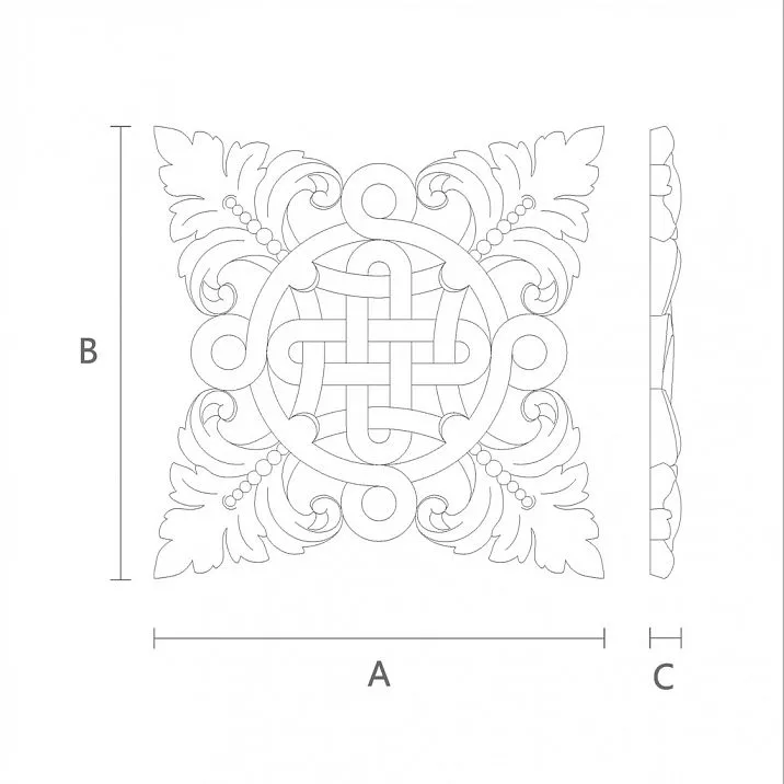 Elegant carved plaque N-336 in oak or beech wood design