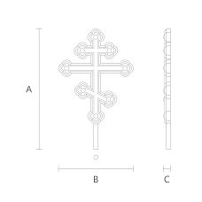 IKN-008 Cross from solid wood, decoration drawing
