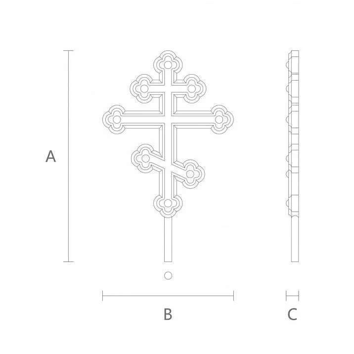 IKN-008 Cross from solid wood, decoration drawing