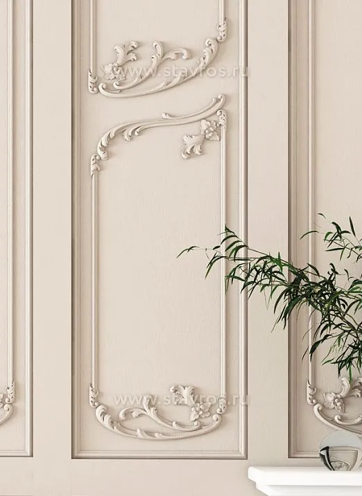 Carved decor in classic style with floral motifs in the interior