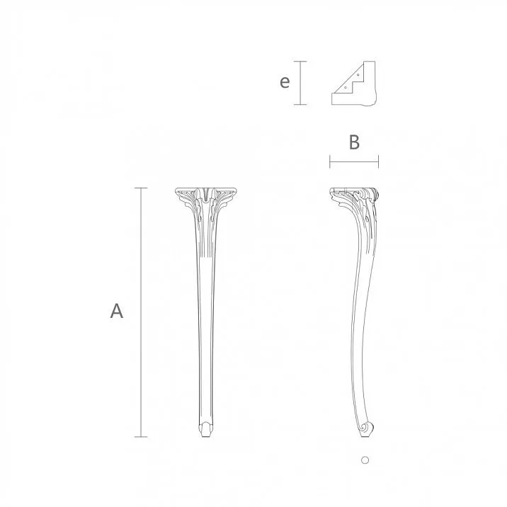 Drawing of carved wooden leg for console